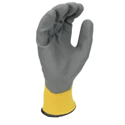 (12/Box) Full Dip Water-resistant Breathable Work Gloves - XL, Gray/Yellow Work Gloves