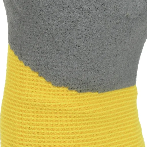 (12/Box) Full Dip Water-resistant Breathable Work Gloves - XL, Gray/Yellow Work Gloves