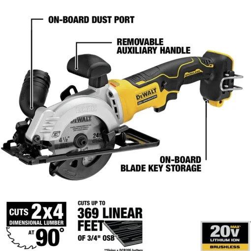 Best 20V MAX ATOMIC Brushless 4-1/2 in. Cordless Circular Saw (Tool Only) - DCS571B Scroll Saws