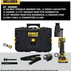 Outlet 20V MAX Lithium-Ion Cordless Hydraulic Knockout Tool Kit (2 Ah) Knockout Tools