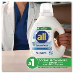 Clearance 73 oz. Bottle 58 Loads Free Clear HE Laundry Detergent - Unscented (6/Carton) Cleaning & Janitorial Supplies