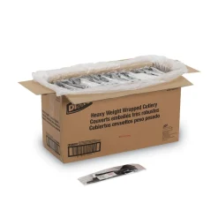 CH56NSPC7 Wrapped Fork/Knife/Spoon/Napkin Packets - Black (250/Carton) Tabletop And Serveware
