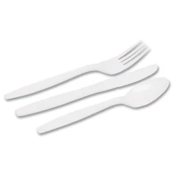 Clearance CM168 Tray with Plastic Forks/Knives/Spoons Combo Pack - White (1008/Carton) Tabletop And Serveware