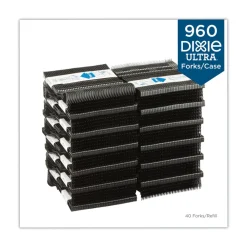 Best DUSSPF5 SmartStock Tri-Tower Dispensing System Polypropylene Cutlery Mediumweight Plastic Fork - Black (960/Carton) Tabletop And Serveware