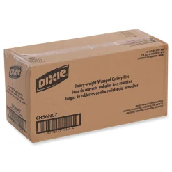 Clearance Individually Wrapped Heavyweight Plastic Fork/Knife/Napkin/Spoon Set - Black (250/Carton) Tabletop And Serveware