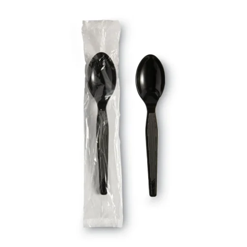 Discount Individually Wrapped Heavyweight Polystyrene Teaspoons - Black (1000/Carton) Tabletop And Serveware
