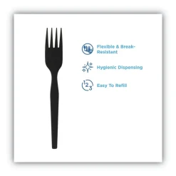 Outlet SmartStock Series-O 6 in. Heavyweight Plastic Cutlery Forks Refill - Black (40/Pack, 24 Packs/Carton) Tabletop And Serveware
