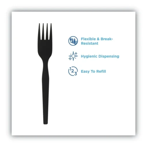 Outlet SmartStock Series-O 6 in. Heavyweight Plastic Cutlery Forks Refill - Black (40/Pack, 24 Packs/Carton) Tabletop And Serveware