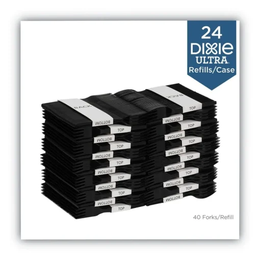 Outlet SmartStock Series-O 6 in. Heavyweight Plastic Cutlery Forks Refill - Black (40/Pack, 24 Packs/Carton) Tabletop And Serveware