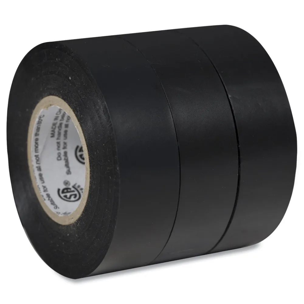 0.75 in. x 50 ft. 1 in. Core Pro Electrical Tape - Black (3/Pack) Tapes & Adhesives