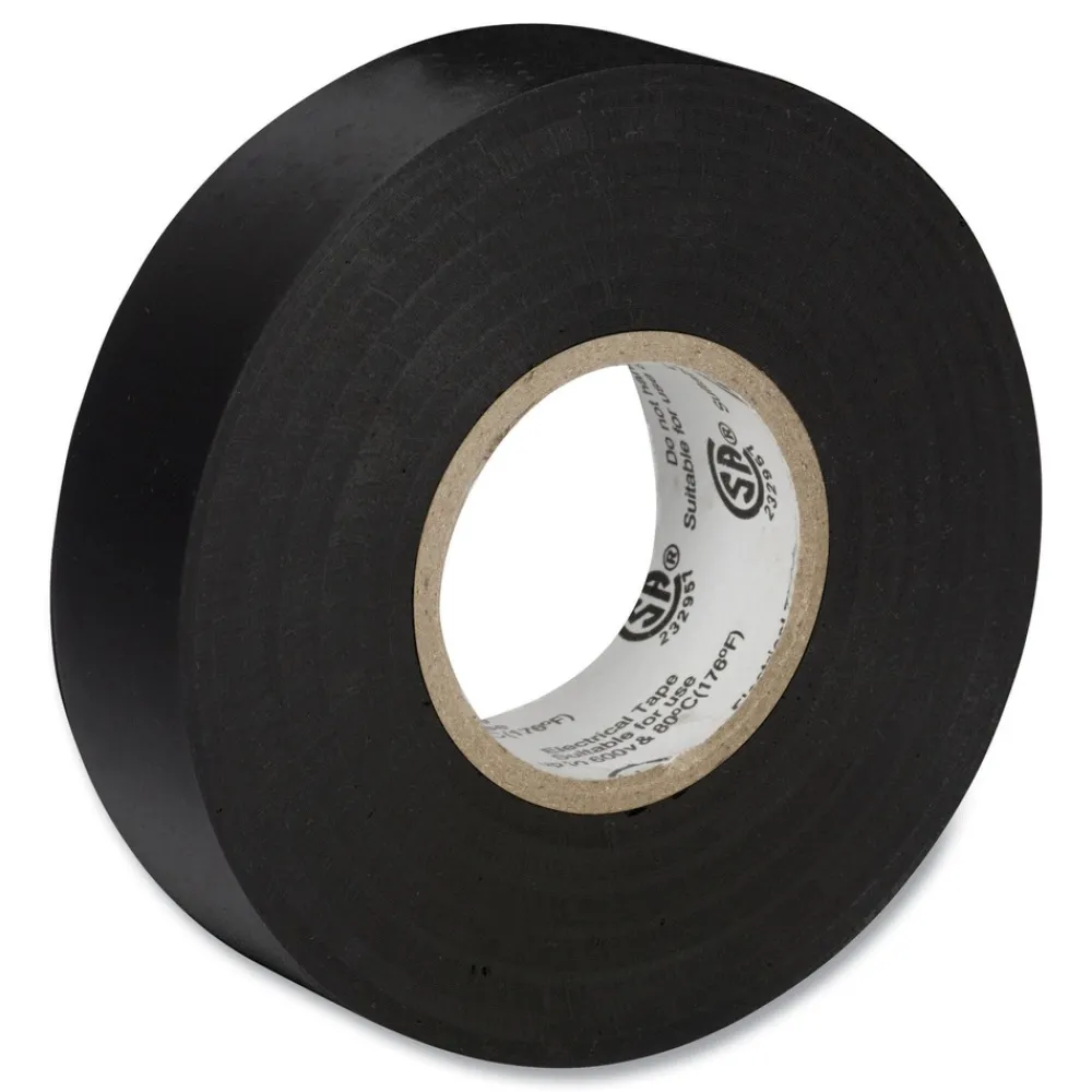 Online 0.75 in. x 66 ft. 1 in. Core Pro Electrical Tape - Black (1-Roll) Tapes & Adhesives
