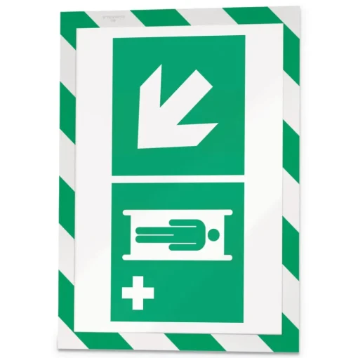 Best 8.5 in. x 11 in. DURAFRAME Security Magnetic Sign Holder - Green/White Frame (2/Pack) Floor Signs