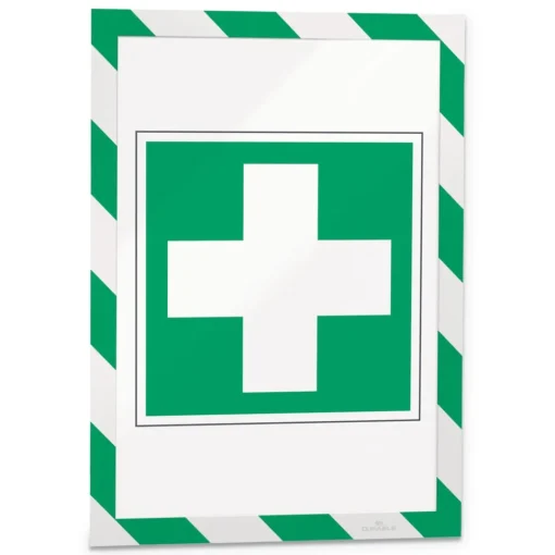 Best 8.5 in. x 11 in. DURAFRAME Security Magnetic Sign Holder - Green/White Frame (2/Pack) Floor Signs