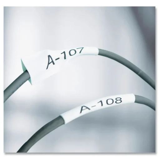 Hot 0.5 in. x 5 ft. Rhino Heat Shrink Tubes Industrial Label Tape - White/Black Print (1-Roll) Labels & Label Makers