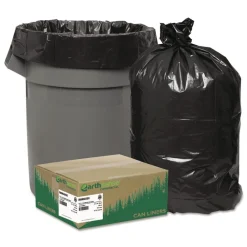 Hot 33 in. x 39 in. 33-Gallon 1.25 mil. Linear Low Density Recycled Can Liners - Black (100/Carton) Trash & Waste Bins