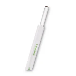 Sale 7.75 in. 6 millimeter Diameter Jumbo Wrapped Paper Straw - White (3000/Carton) Tabletop And Serveware