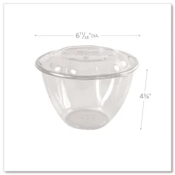 Online 48 oz. Renewable and Compostable Plastic Salad Bowls with Lids - Clear (150/Carton) Tabletop And Serveware