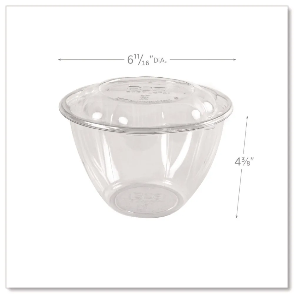 Online 48 oz. Renewable and Compostable Plastic Salad Bowls with Lids - Clear (150/Carton) Tabletop And Serveware