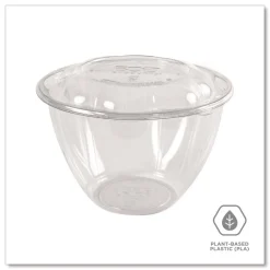 Online 48 oz. Renewable and Compostable Plastic Salad Bowls with Lids - Clear (150/Carton) Tabletop And Serveware
