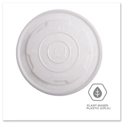 Sale EP-ECOLID-SPL 12 oz./16 oz./32 oz. World Art PLA-Laminated Plastic Soup Container Lids - White (500/Carton) Tabletop And Serveware