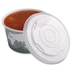 Sale EP-ECOLID-SPL 12 oz./16 oz./32 oz. World Art PLA-Laminated Plastic Soup Container Lids - White (500/Carton) Tabletop And Serveware