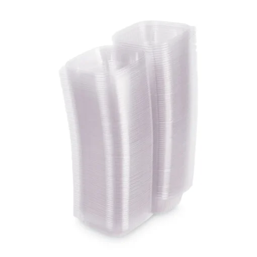 EP-LC6 6 in. x 6 in. x 3 in. Renewable and Compostable Plastic Clamshell Hinged Food Containers - Clear (240/Carton) Tabletop And Serveware
