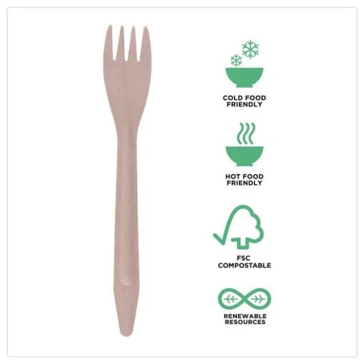New General Purpose Fork Wood Cutlery - Natural (500/Carton) Tabletop And Serveware