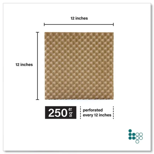 New 01913 12 in. x 250 ft. Perforated Every 12 in. Bubble Paper - Kraft (250/Carton) Storage & Organization