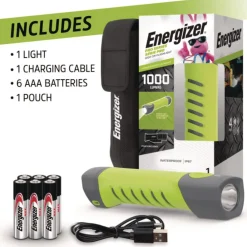 Discount Rechargeable Lithium-Ion Pro Series Handheld High CRI Flashlight with 6 AAA Batteries - Gray/Green Flashlights