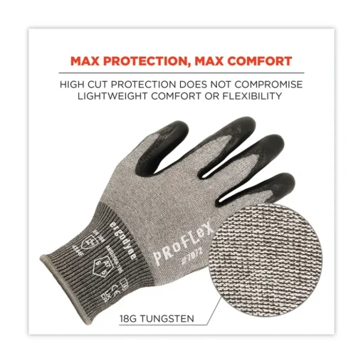 Hot ProFlex 7072 ANSI A7 Nitrile-Coated CR Gloves, Gray, X-Large, 12/Pairs/Pack Work Gloves