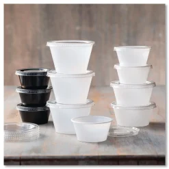 New 000000000009505084 3.25 oz to 5.5 oz Plastic Portion Cup Lids - Clear (2500/Carton) Tabletop And Serveware