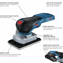 Sale Factory Reconditioned 18V Brushless Lithium-Ion Cordless Sheet Orbital Finishing Sander (Tool Only) Sanders & Polishers