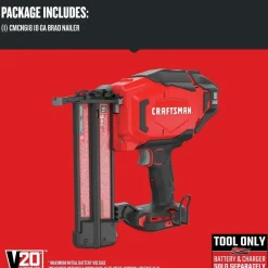 Outlet Factory Reconditioned V20 Lithium-Ion 18-Gauge Cordless Brad Nailer (Tool Only) Nailers & Staplers