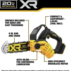 Factory Reconditioned 20V MAX Lithium-Ion Brushless 8 in. Cordless Pruning Chainsaw (Tool Only) Chainsaws