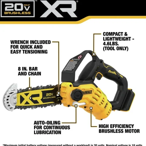 Factory Reconditioned 20V MAX Lithium-Ion Brushless 8 in. Cordless Pruning Chainsaw (Tool Only) Chainsaws