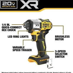 Factory Reconditioned 20V MAX XR Lithium-Ion Brushless 3-Speed 1/4 in. Cordless Impact Driver (Tool Only) Impact Drivers|Impact Drivers
