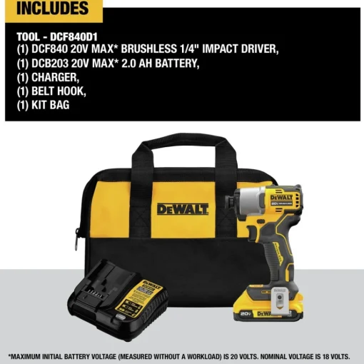 Factory Reconditioned 20V MAX Brushless Lithium-Ion 1/4 in. Cordless Impact Driver Kit (2 Ah) Impact Drivers|Impact Drivers