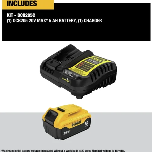 Factory Reconditioned 20V MAX 5 Ah Lithium-Ion Battery and Charger Kit Power Tool Accessories