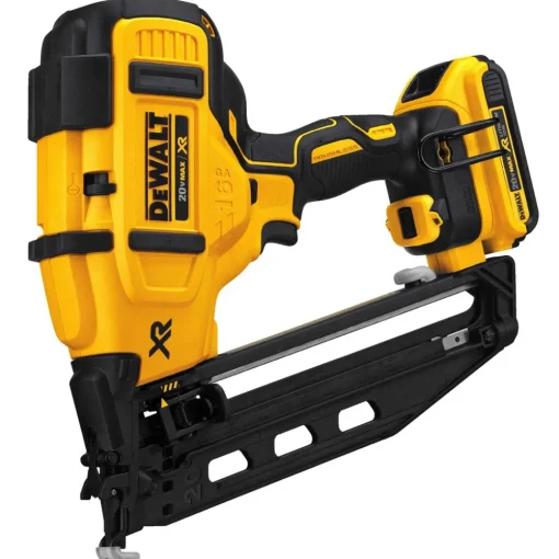 Clearance Factory Reconditioned 20V MAX Brushless Lithium-Ion 16-Gauge 2-1/2 in. Cordless Angled Finish Nailer Kit (2 Ah) Nailers & Staplers