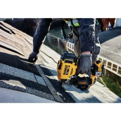 Outlet Factory Reconditioned 20V MAX Brushless Lithium-Ion 15 Degree Cordless Coil Roofing Nailer Kit (2 Ah) Nailers & Staplers