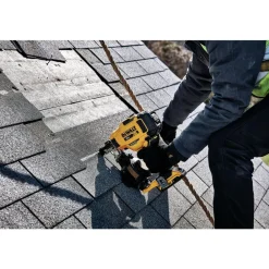 Outlet Factory Reconditioned 20V MAX Brushless Lithium-Ion 15 Degree Cordless Coil Roofing Nailer Kit (2 Ah) Nailers & Staplers