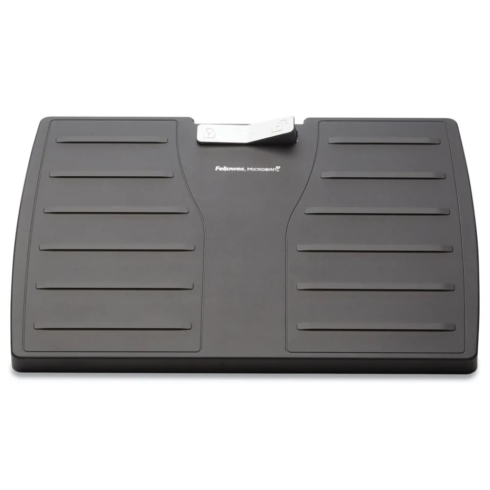 17.5 in. W x 13.13 in. D x 4.13 in. to 5.63 in. H Adjustable Locking Footrest with Microban - Black/Silver Office Furniture & Lighting