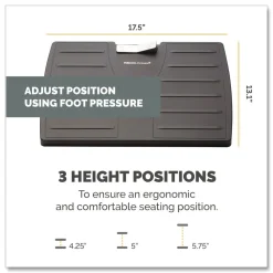 17.5 in. W x 13.13 in. D x 4.13 in. to 5.63 in. H Adjustable Locking Footrest with Microban - Black/Silver Office Furniture & Lighting