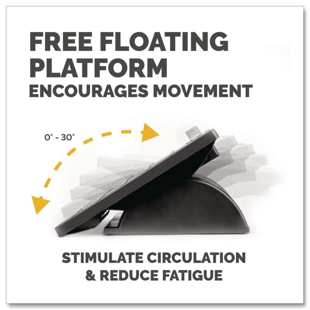 17.5 in. W x 13.13 in. D x 4.13 in. to 5.63 in. H Adjustable Locking Footrest with Microban - Black/Silver Office Furniture & Lighting