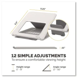 New 9.25 in. x 10.55 in. x 0.55 in. to 8 in. Supports Up to 8.8 lbs. Breyta Laptop Stand - White Office Furniture & Lighting
