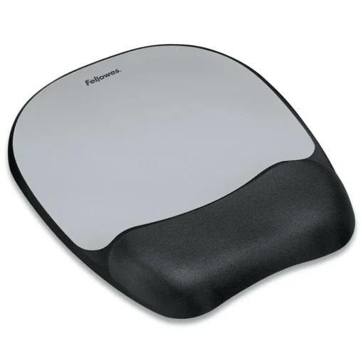 New 7.93 x 9.25 Memory Foam Mouse Pad with Wrist Rest - Black/Silver Office Furniture & Lighting
