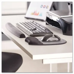 New 7.93 x 9.25 Memory Foam Mouse Pad with Wrist Rest - Black/Silver Office Furniture & Lighting