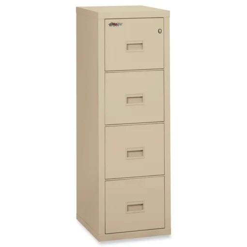 Clearance Compact Turtle 17.75 in. x 22.13 in. x 52.75 in. Insulated Vertical File with 4 Legal/Letter Drawers - Parchment Office Furniture & Lighting