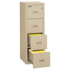 Clearance Compact Turtle 17.75 in. x 22.13 in. x 52.75 in. Insulated Vertical File with 4 Legal/Letter Drawers - Parchment Office Furniture & Lighting