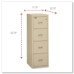 Clearance Compact Turtle 17.75 in. x 22.13 in. x 52.75 in. Insulated Vertical File with 4 Legal/Letter Drawers - Parchment Office Furniture & Lighting